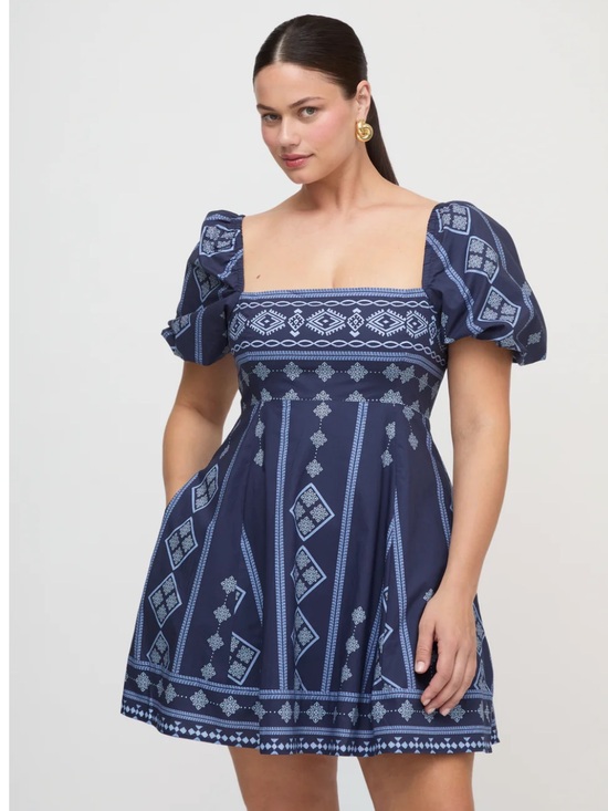 Hill House Dresses & Skirts - Hill House Home The Matilda Mini Dress in Navy Diamond Batik Navy White XL
